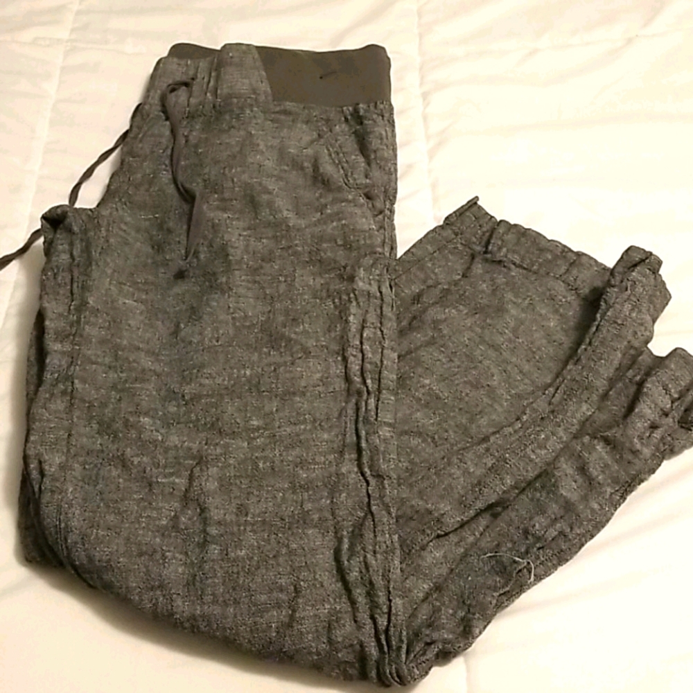 Linen blend ankle length pants